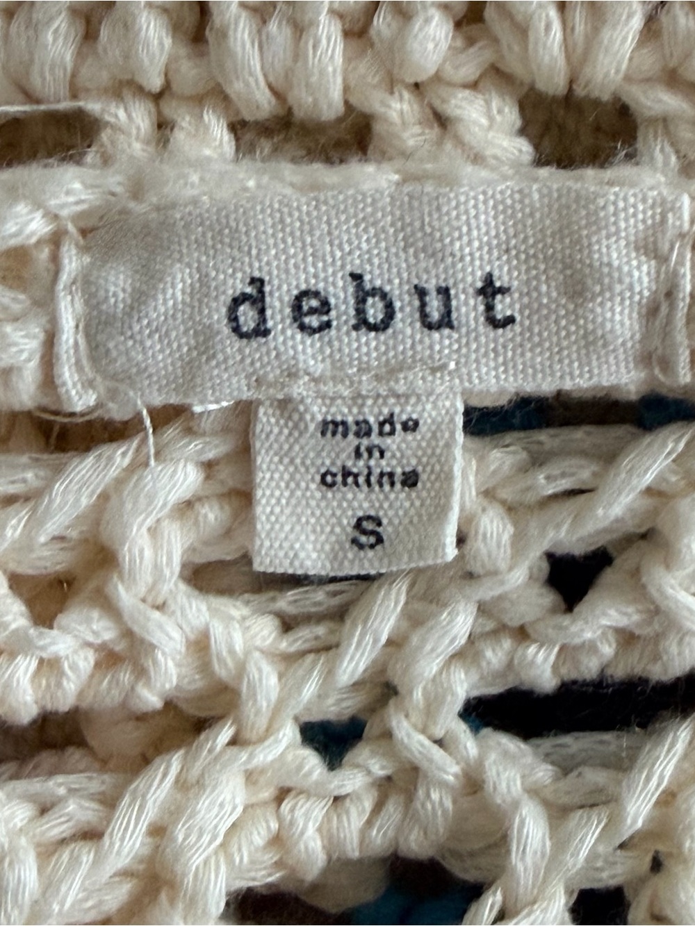 Debut | Cream Multi Color Granny Square Crop Open Knit Cardigan Sweater - Picture 6 of 8